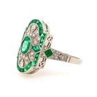 2 25ct Art Deco Style Lab Created Emerald Engagement 14k White Gold Finish Ring