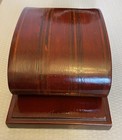 Art Deco Antique Vintage Stamp Box Parquetry Stripe Humpback Lid 4 Slot Trinket