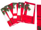 Lot Of 6 Vintage Christmas Cloth Dinner Napkins Set Red Trellis   Pine 16  X 16 