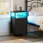 Night Stand Set 2 With Charging Station  3 Drawer Nightstands Black Led   Power