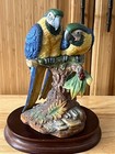 Double Golden Blue Macaw Figure By Andrea  7951 With Box