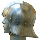 Medieval Knight Open German Sallet Armor Helmet Silver Polish