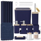 25pc Blue Bathroom Set With Shower Curtain  Rugs   Accessories - Complete Bath D