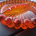 Vintage Viking Mcm Glass Ashtray Scalloped Edges Orange Heavy Persimmon 