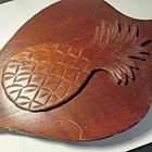 Vintage Pineapple Fireplace Bellows 20  Handcrafted Copper Wood And Leather Trim