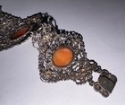 800 Italian Silver Antique Shell Cameo 24g Filigree Bracelet Vtg Victorian Rev