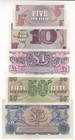 British Military Issue Bank Notes  Set Of 5  All Different  Xf   unc