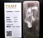 New 10 Oz  Silver Bar pamp Suisse cast with Assay Card    999 Fine Asw