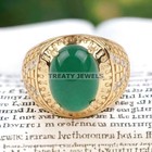Jade Oval Cut With 925 Sterling Silver Gold Plated Ring For Men s  757