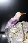 Peter Muller Hand Carved Chevron Amethyst Hummingbird On Tourmaline Base 2 3 4 
