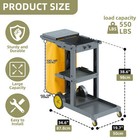 3 Shelves 550 Lbs Yellow Bag Cleaning Janitorial Service Cart Sturdy Gray