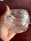 Vtg 2 Pair Of Crystal 24  Lead Hand Cut Swirl Candle Holder Bowls Poland