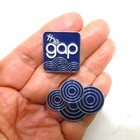 2 Vintage Gap Store Lapel Employee Pin Lot Navy Blue Swirls Circles