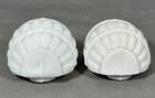 Pair Vintage Milk Glass Poultry Seed Waterer Bird Chicken Feeder Ribbed