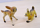 Vintage Hard Plastic Deer Fawns With Blue Eyes Lot Of 2