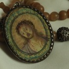 Antique Saint Agnes Rosary Filigree Sterling Silver Amber Armenian Ex Voto Jesus