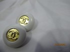Chanel 2 White   Gold Tone Metal Cc Logo Buttons 18 Mm Lot 2 Pc