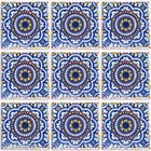 C176- Mexican Handmade Talavera Clay Tile Folk Art 4x4   Handpainted