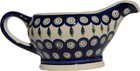 Polish Pottery Gravy Boat 16 Oz  From Zaklady Boleslawiec Floral Peacock Pattern