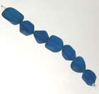 Small Oval Nugget Pendant Beads  Teal Blue W frosted Matte Finish  7 Pcs