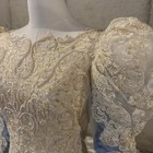 Vintage 90s Demetrios Wedding Dress Beaded Lace Puff Sleeve Bridal Gown
