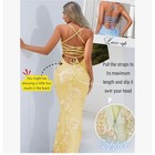 Yellow Floral Lace Corset Maxi Dress Lace Up Back Prom Formal Gown Mermaid