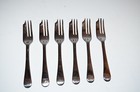 Vtg Sheffield Dessert Forks Set Silver Plated 6pc Plain Design