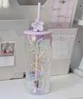 New 2026 China Starbucks Twilight Sakura 19oz Relief Sakura Glass Straw Cup