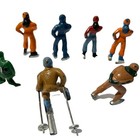 7 Vintage Barclay Lead Cast Metal Winter Series Toy Ice Skaters And Skier 1940s