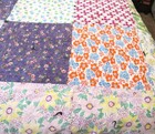 Vintage Patchwork Quilt Hand Tied Cotton 68 x75  Queen Size 1960s 