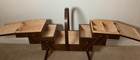 Vintage Wooden Accordion Sewing Box 3 Tier Chest Legs Romania 16 5  X 9  X 17 5 