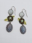 Sterling Silver 925 Fabric Crystal Quartz Dangle Drop Earrings
