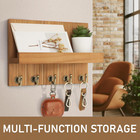 Farmhouse Key Holder For Wall - Decorative Wall Shelf With Key Hooks   Mail Orga
