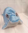 Vintage Jafri Toys Blue Dolphin Whale Plush White Silver Sparkle Stuffed Animal