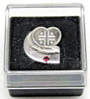 Vintage Award Pin Compassion Service Recognition Red Gemstone Gift