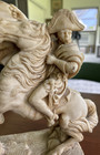 Vintage Pair 10  Napoleone Horse Figurines Faux Ivory Resin Statues