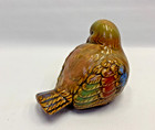 Ceramic Chubby Bird Art Pottery Figurine Dove Pigeon Glazed Multicolor
