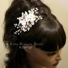 Ceramic Flower Bridal Hairclip  White Wedding Floral Rhinestone Branch Hair Clip