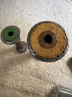 Lot 2 Antique Vintage 6    5 5   Wood Metal Industrial Textile Bobbins Spools