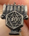 Vintage Menorah Star Of David Lapel Pins Judaica Silver Plate Pair Mixed Backs