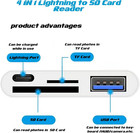 Lightning To Sd Card Reader - 4 In 1 Memory Card Adapter For Iphone With Usb Fem