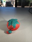 Vintage Pin Cushion Small Tomato W  Strawberry Red Green   Pins Pincushion 
