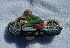 Vintage Tin Military Police Motorcycle Litho Friction Toy Made In Japan