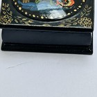 Vintage Russian Hand-painted Black Lacquer Trinket Box Wooden Folk Art