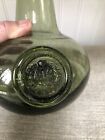 Vintage Joseph Frances Raised Seal Green Glass Onion Bottle Hand Blown Pontil