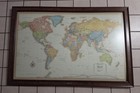 Rand Mcnally Burlwood Frame World Classic Magnetic Travel Office Study Map Read 