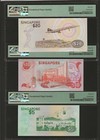 Singapore 5 10 20 Dollars 1976 1979  P-10  11b  12  Pmg 66 Epq Gem Unc  Bird