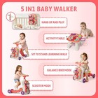 5-in-1 Baby Walker  Growth Table  Ride-on   Scooter  pink 
