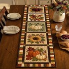 Classic Fall Harvest Patchwork Quilted Table Runner Rustic Pumpkin Sunflower