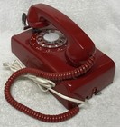 Vintage 1950s Western Electric A b 554   10-57   Red Rotary Wall Mount Telephone